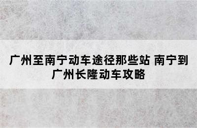 广州至南宁动车途径那些站 南宁到广州长隆动车攻略